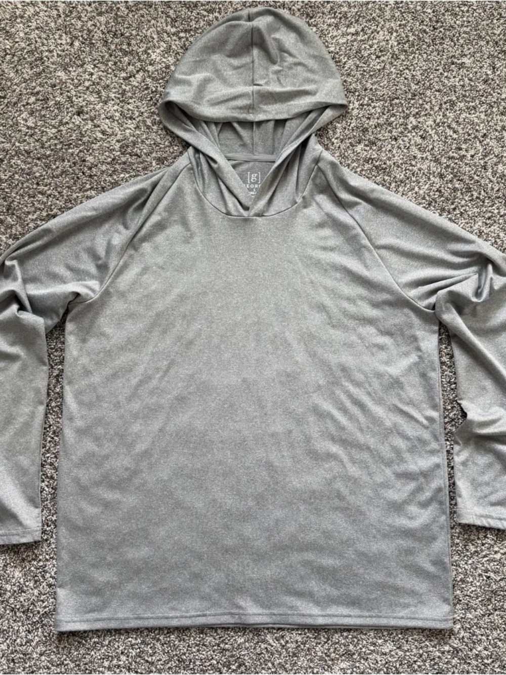 George Men's Base Layer Hoodie Gray Quick Dry Long Sleeve Size L Hooded